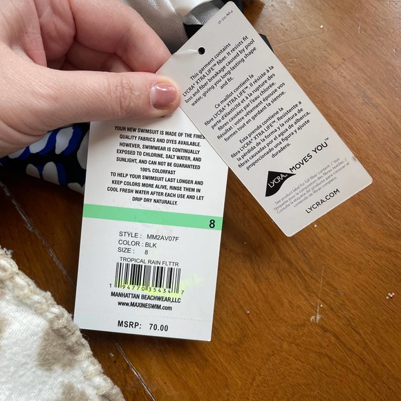 Tankini 8 Maxine of Hollywood Lycra Xtra Life Black Blue White Swim Top Swimsuit - Picture 11 of 11